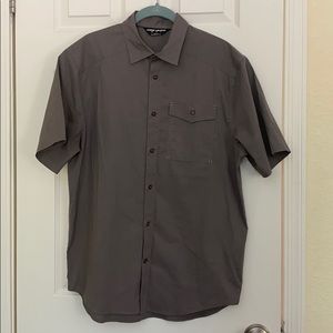 Gray short sleeve button down shirt